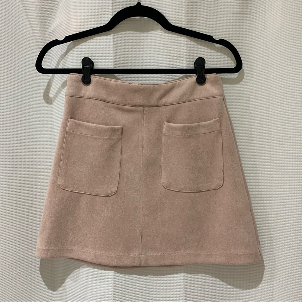 Baby Pink Suede Mini Skirt | House of Three from LF Stores / LF SoHo